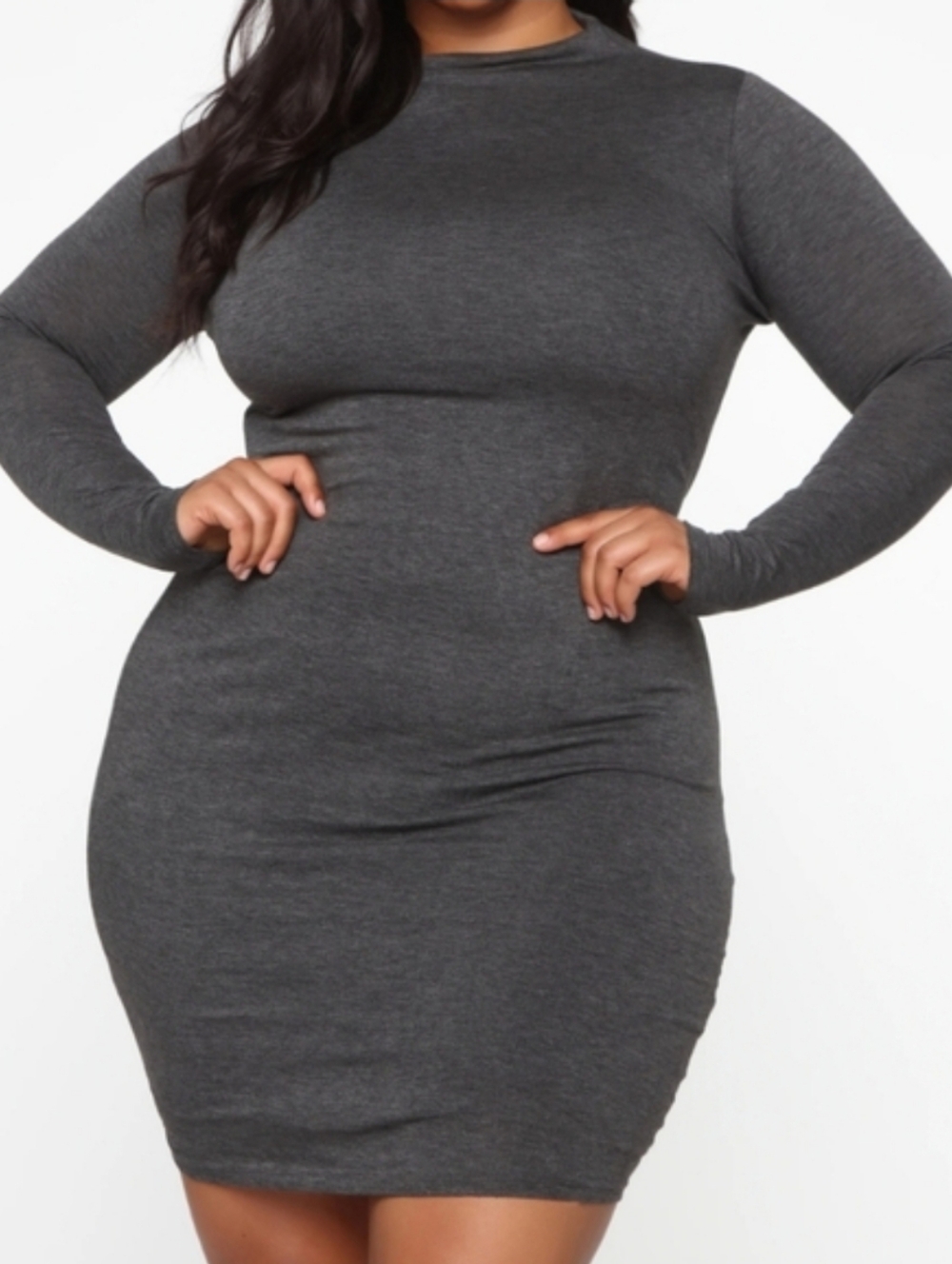 Fashion‎ Nova Charcoal Gray Long Sleeve Bodycon Dress